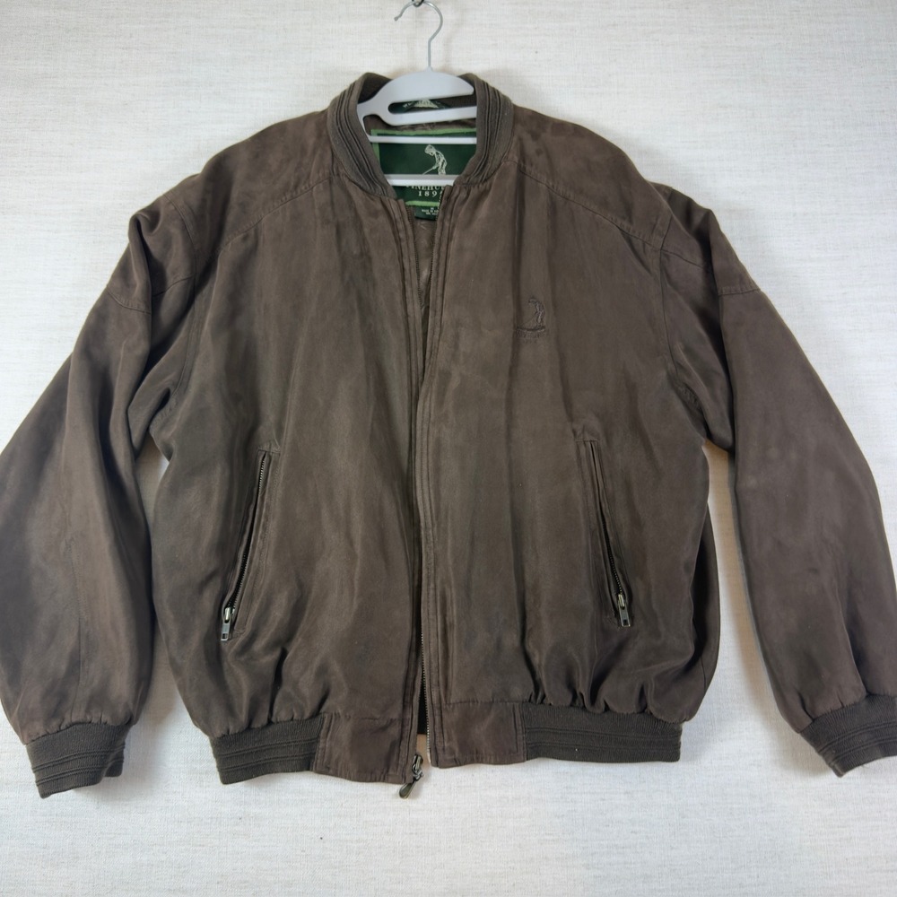 Pinehurst 1895 Brown Microfiber Suede Feel Golf Bomber Jacket Putter Boy Logo
